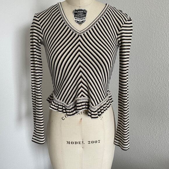 See by Chloé - Striped Ruffle Hem Cropped Top size XS - Picture 1 of 6